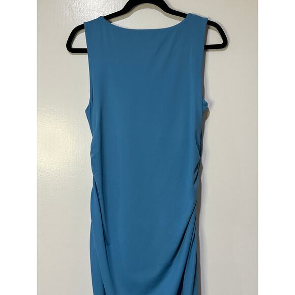 Susana Monaco Boat Neck Gathered Side Slit Long Dress Size XL Robin's Egg Blue - Picture 11 of 14